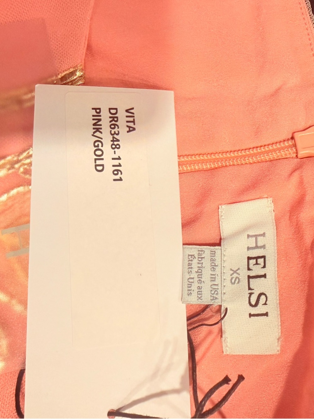 HELSI Vita  Floral Embroidered Midi Dress in Pink/Gold Size XS NWT - Picture 5 of 5
